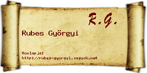 Rubes Györgyi névjegykártya