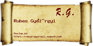 Rubes Györgyi névjegykártya